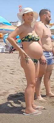 Sexy beach pregnant